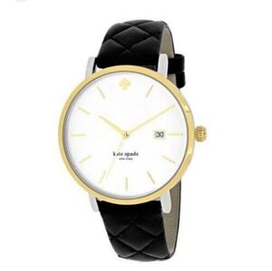 Kate Spade Metro Grand white dial black quilted leather women's watch